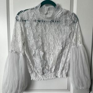 Love University White Lace Top Size XL fits like a M-L